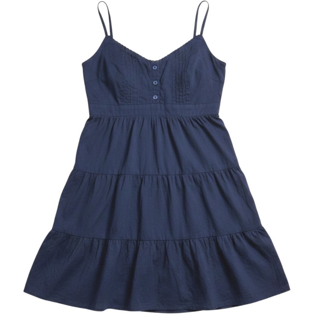 Hollister Babydoll Sundress Navy Blue Tiered Cotton Smocked Back - XL
